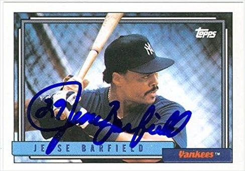 Autograph Warehouse 41083 Jesse Barfield Autographed Baseball Card New York Yankees 1992 Topps No. 650 in Saudi Arabia