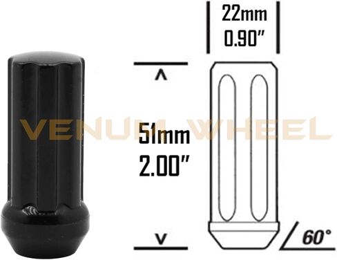 إكسسوارات عجلة Venum 20 PC RAM 1500 Black Spline Locking Lug Nuts 2002-2011 | 9/16 "Thread Durango Dakota 2WD 4WD in Kuwait