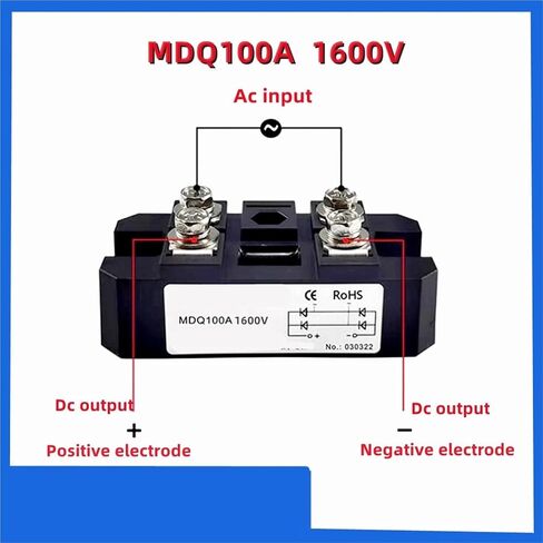 1pc 100A Single-Phase Rectifier Bridge AC-DC Module 100Amp 12V to1800V MDQ100A-16 12V 24V 36V 48V 600V 1000V 1200V 1600V MDQ100A(HS2095 Radiator) in Kuwait