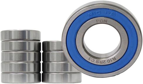 PGN (10 Pack) R10-2RS Bearing - Lubricated Chrome Steel Sealed Ball Bearing - 5/8"x1-3/8"x0.3438" Bearings with Rubber Seal & High RPM Support in Saudi Arabia