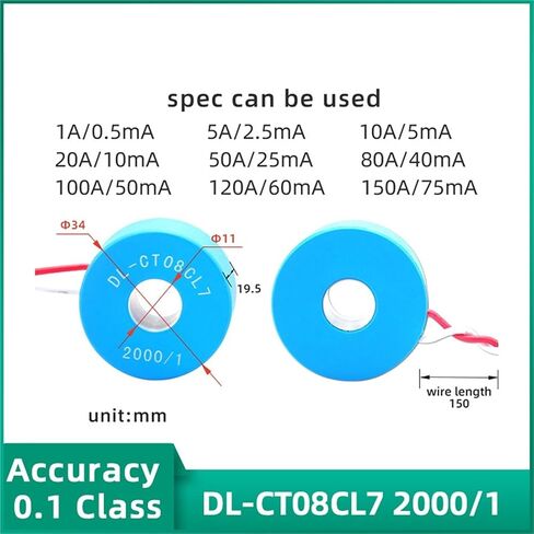 Mini Current Transformer Precision Coil CT 5A 10A 20A 30A 50A 100A 150A/ 50mA 100mA Micro Lead Wire Toroidal Transformer AC(DL-CT08CHL18 2000-1) in Saudi Arabia