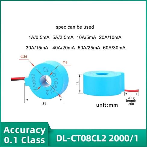Mini Current Transformer Precision Coil CT 5A 10A 20A 30A 50A 100A 150A/ 50mA 100mA Micro Lead Wire Toroidal Transformer AC(DL-CT08CHL18 2000-1) in Saudi Arabia