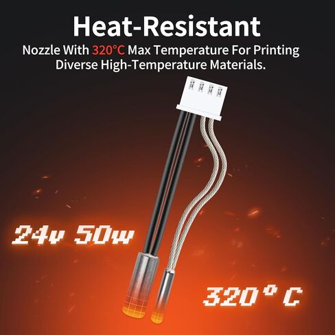 2PCS Kobra S1 Cartridge Heater 24V 50W 200K Thermistor متوافق مع anycubic Kobra S1/ Kobra S1 Combo 3D عنصر تسخين درجة الحرارة العالية in Kuwait