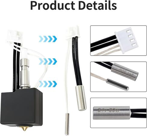 2PCS Kobra S1 Cartridge Heater 24V 50W 200K Thermistor متوافق مع anycubic Kobra S1/ Kobra S1 Combo 3D عنصر تسخين درجة الحرارة العالية in Kuwait