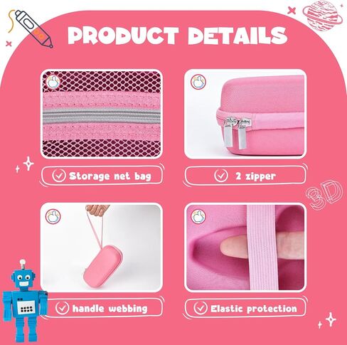 حالة متوافقة مع 3Doodler Start+ Essentials for 3D Pen Met for Kids ، الحامل الحامل الملائم للطباعة ، منظم التخزين لطباعة إعادة ملء الشاحن ، شاحن Micro-USB (3D-01-pink) in Kuwait