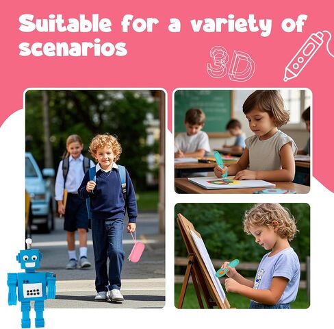 حالة متوافقة مع 3Doodler Start+ Essentials for 3D Pen Met for Kids ، الحامل الحامل الملائم للطباعة ، منظم التخزين لطباعة إعادة ملء الشاحن ، شاحن Micro-USB (3D-01-pink) in Kuwait