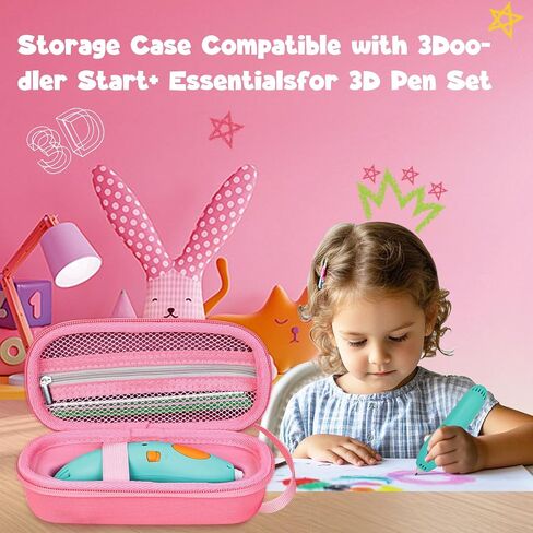 حالة متوافقة مع 3Doodler Start+ Essentials for 3D Pen Met for Kids ، الحامل الحامل الملائم للطباعة ، منظم التخزين لطباعة إعادة ملء الشاحن ، شاحن Micro-USB (3D-01-pink) in Kuwait