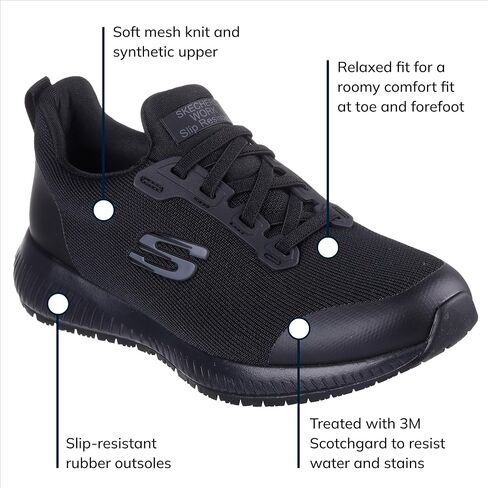 Skechers Women's Squad SR Food Service Shoe, Navy, 7.5 in Saudi Arabia