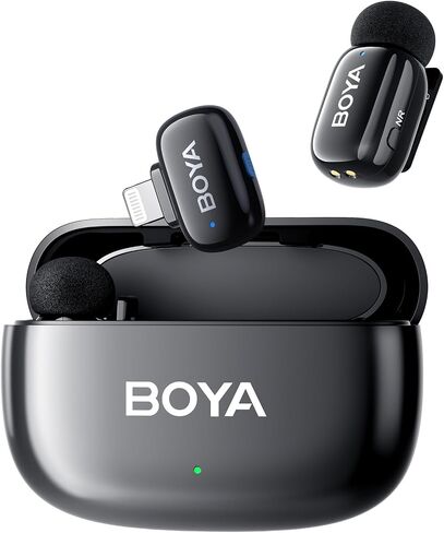 Boya Mini USB-C Wireless Lavalier Microphone لـ Andriod iPhone 16/15 ، MIC Mini Fltra Mini مع تبديل صوت الذكاء الاصطناع in Saudi Arabia