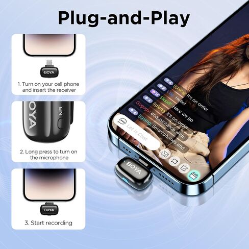 Boya Mini USB-C Wireless Lavalier Microphone لـ Andriod iPhone 16/15 ، MIC Mini Fltra Mini مع تبديل صوت الذكاء الاصطناع in Saudi Arabia