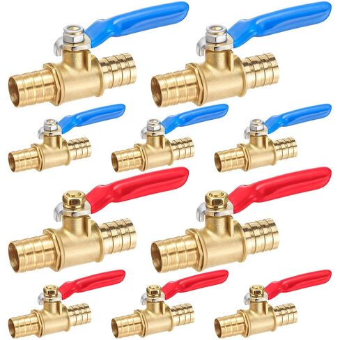 12 Pack 1/2 Inch Pex Shut off Valve, Pex Brass Ball Valve Full Port Water Shut-off Stop Fittings No Lead Brass Fittings for Hot and Cold Water in Saudi Arabia