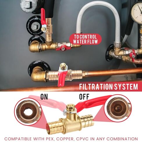 12 Pack 1/2 Inch Pex Shut off Valve, Pex Brass Ball Valve Full Port Water Shut-off Stop Fittings No Lead Brass Fittings for Hot and Cold Water in Saudi Arabia