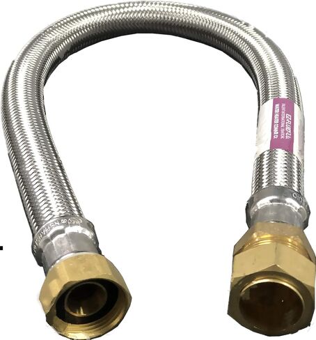 EZ-Fluid 3/4" Compression (7/8" OD) x 3/4"FIP x 12" Braided Flexible Stainless Steel Water Heater Connector Supply Line Water Hose for Female Iron Water Pipe Fitting or Copper Tubing,(1-Pack) in Saudi Arabia