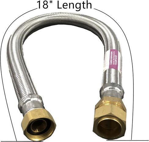 EZ-Fluid 3/4" Compression (7/8" OD) x 3/4"FIP x 12" Braided Flexible Stainless Steel Water Heater Connector Supply Line Water Hose for Female Iron Water Pipe Fitting or Copper Tubing,(1-Pack) in Saudi Arabia