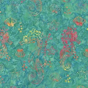 Michael Miller Seahorse Batik, Marine 12 Yard Bolt