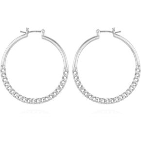 Vince Camuto Silvertone Frozen Dual Link Hoop Earrings