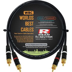 أفضل الكابلات في العالم بطول 4 أقدام - زوج كابل RCA مصنوع خصيصًا باستخدام جهاز Van Damme Pro Grade Classic XKE (أسود نفاث) سلك وموصلات Neutrik-Rean NYS Gold RCA in Saudi Arabia