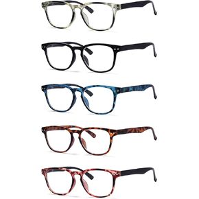 Eyekepper 5-pack Retro Reading Glasses Square Readers for Women Reading with Spring Hinges