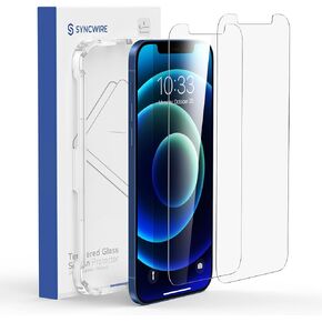 SYNCWIRE Screen Protector for iPhone 12/12 Pro 6.1" [2 Pack], Tempered Glass Film with Easy Installation Frame [99.99% HD Clear, 9H Hardness, Bubble Free, Sensitive Touch, Anti-Smudge, 6X Stronger]
