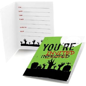 Big Dot of Happiness Zombie Zone - Fill-in Halloween or Birthday Zombie Crawl Party Invitations (8 Count)