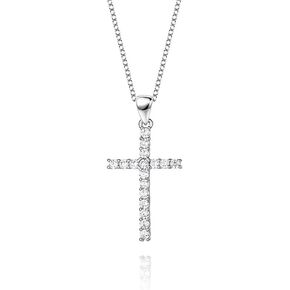 S925 Sterling Silver Small Dainty Cross pendent necklace for women boy girl Jewelry CZ