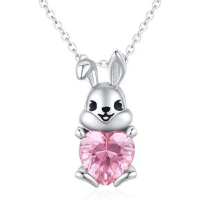 Bunny Necklace 925 Sterling Silver Easter Rabbit Pendant Necklace Animal Jewelry Gifts for Women Girls Birthday