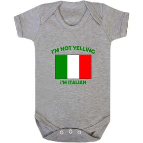 I'm Not Yelling I Am Italian Italy Baby Bodysuit One Piece Oxford Gray 6 Months