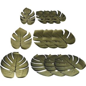 PATIKIL Gold Palm Leaves, 36 Pack Artificial Palm Leaves Faux Palm Fronds Fake Palm Leaf Simulation Tree Leaves for Home Hawaiian Jungle Beach Party, Style 22