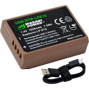 Wasabi Power USB Battery for Canon LP-E10 with USB-C Fast Charging