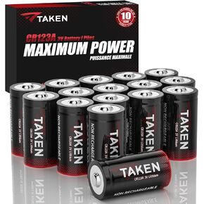 CR123A Lithium Batteries, 10-Year Shelf Life CR123A 3V Lithium Battery 1600mAh for Camera, Flashlight, Alarm System, Security Device, Microphone 16 Pack (Non-Rechargeable)