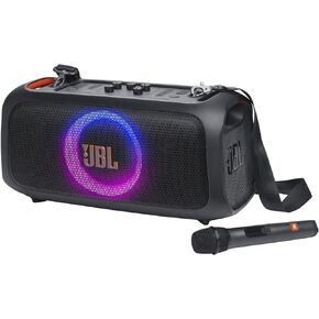 JBL PartyBox On-The-Go Essential - Portable Party Speaker with Built-in Lights and Wireless mic, Amazing Pro Sound, IPX4 splashproof Protection, 6 Hours of Playtime, Convenient Shoulder Strap