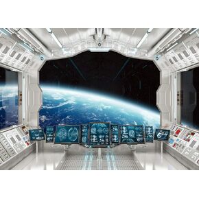LYWYGG 7x5ft Spaceship Interior Background Futuristic Science Fiction Photography Backdrops Space Station Spacecraft Cabin Photo Shoot Studio Props CP-187