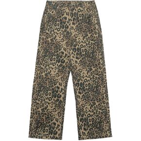 Aelfric Eden Leopard Print Jeans for Women Y2K Leopard Pants Vintage Streetwear Jeans Straight Leg Denim Loose Trouser