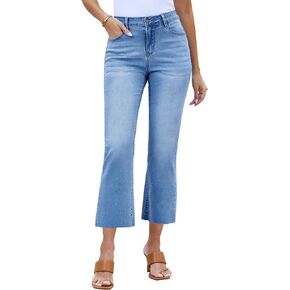 GRAPENT Flare Jeans for Women High Waisted Trendy Cropped Jeans Stretchy Denim Pants Raw Hem Ankle Trouser Jeans Pockets