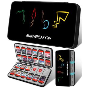 for Nintendo Switch Game Case with 24 Game Holder Slots and 24 SD Micro Card Slots for Nintendo Switch/Lite/OLED,Anime Cute Cartoon Games Cartridge Cases for Boys Kids Girls Kawaii Storage Box BlackXV