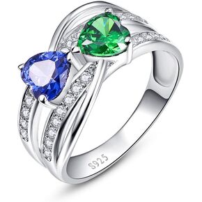 925 Sterling Silver 2 Stone Heart Cut Cubic Zirconia Split Shank Wedding Engagement Anniversary Statement Eternity Ring