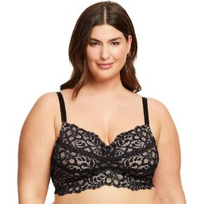 Women’s Plus Size Lace Bralette Unpadded Wireless Full Coverage Soft Cup Lace Bra | D to G Cups