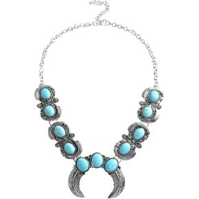 قلادة الغربية للنساء قلادة الفيروز للنساء المبالغة البوهيمي قلادة القمر قلادة قلادة بوهو قلادة خمر المختنق قلادة هدايا المجوهرات الغربية للنساء الفتيات in Kuwait