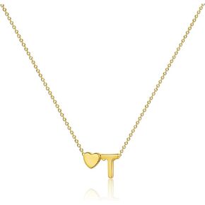 CAROVO Gold Heart Initial Necklaces for Women, Letter A To Z Simple Cute 14K Gold Plated Necklace for Women Girls Jewelry Gifts