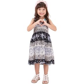 Baby Girls Cute Summer Dress Boho Elephant Sleeveless Jumpsuit for Toddlers