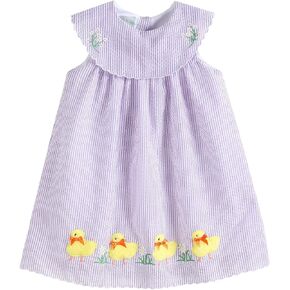 Lavender Fuzzy Chick and Flowers Collared Dress