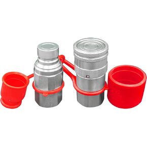 1/2" NPT Skid Steer Bobcat Flat Face Hydraulic Quick Connect Couplers/Couplings Set w/Dust Caps ISO 16028 Standard,1/2 Body Quick Disconnect 1Set,DecoHongDi