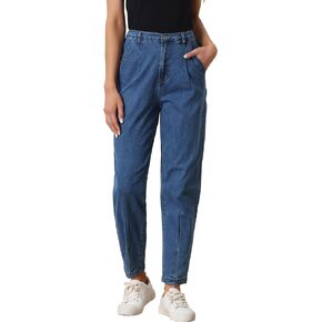 Allegra K Women's Taper Jeans High Elastic Waist Casual Denim Joggers Pants