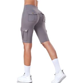 Biker Shorts for Women Scrunch Butt Cargo Shorts High Waist Tummy Control Workout Yoga Running Athletic Shorts