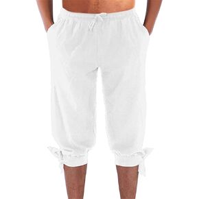 Men's Ankle Banded Pirate Costume Pants Medieval Viking Renaissance Shorts