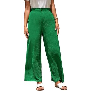 MakeMeChic Women's Casual Linen Straight Leg Lounge Pants High Waist Loose Fit Trousers Pants in Saudi Arabia