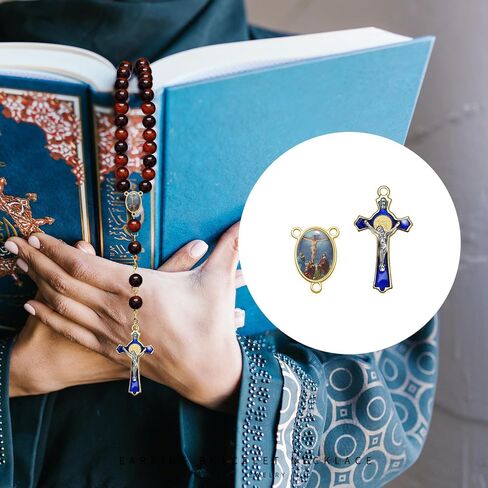 12 قطعة 6 ألوان كريستال حجر الراين الصليب سحر سبيكة المينا سانت بنديكت ميدالية INRI الصليب المعلقات للمجوهرات الكاثوليكية قلادة سوار القرط سلسلة المفاتيح صنع فكرة DIY اليدوية in Kuwait
