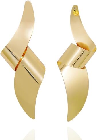 Hoop Earrings Chunky Large Statement Hypoallergenic Gold Plated Geometric Boho Earrings Jewelry for Girls Women Wedding Gifts in Saudi Arabia