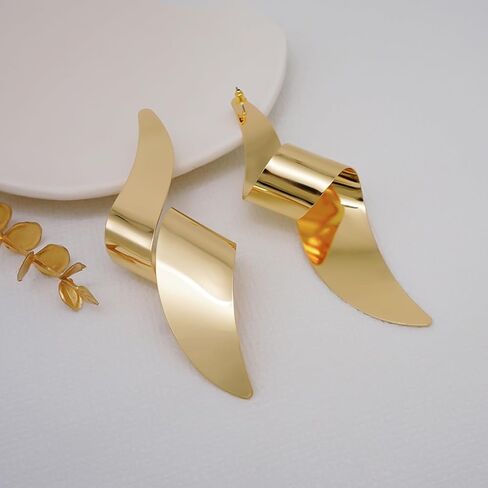 Hoop Earrings Chunky Large Statement Hypoallergenic Gold Plated Geometric Boho Earrings Jewelry for Girls Women Wedding Gifts in Saudi Arabia