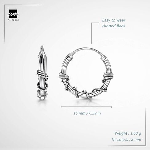 أمبرتا المرأة 925 الفضة الاسترليني هوب أقراط بالي in Kuwait